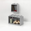 Room Copenhagen LEGO Brick Set with 4-Stud and 8-Stud Box Shelves, Gray | Stackable Storage Box Wall-Mounted Design Brick Design Open Storage Compartment Toy & Desk Storage