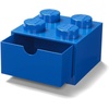 Room Copenhagen LEGO Storage Brick 4 Desk Drawer, 4-Stud Stackable Tabletop Storage Box, 6.2 x 6.2 x 4.4 In, Blue | Stackable Storage Box 1 Pull-Out Drawer 4-Knob Brick Design Toy & Desk Storage