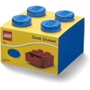 Room Copenhagen LEGO Storage Brick 4 Desk Drawer, 4-Stud Stackable Tabletop Storage Box, 6.2 x 6.2 x 4.4 In, Blue | Stackable Storage Box 1 Pull-Out Drawer 4-Knob Brick Design Toy & Desk Storage