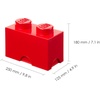 Room Copenhagen LEGO Storage Bright Red Brick 2, Stackable Bin for Toys | Medium plastic organizer box for kids playroom; BPA and PVC free; measures 4.9 x 9.8 x 7.1 in; holds 400 bricks