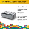 Room Copenhagen Lego Storage Brick 8 Desk Drawer, 8-Stud Stackable Tabletop Storage Box, 12.4 x 6.2 x 4.4 in, Stone Grey | Desk Drawers Office Supplies and Stackable Storage Home Decoration Home Decor Kids Room