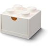LEGO Brick Drawer 4 Knobs 1 Drawer Storage Box 6.22 x 6.22 x 4.45 in White | Stackable Storage Box 1 Pull-Out Drawer 4-Knob Brick Design Toy & Desk Storage