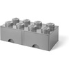 LEGO Brick Drawer, 8 Knobs, 2 Drawers, Stackable Storage Box, Bright Yellow | Oversized 19.7” x 9.8” x 7.1” stackable toy chest, BPA-free polypropylene playroom organizer for kids(Stone Grey)