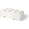 LEGO Brick Drawer, 8 Knobs, 2 Drawers, Stackable Storage Box, Bright Yellow | Oversized 19.7” x 9.8” x 7.1” stackable toy chest, BPA-free polypropylene playroom organizer for kids(White)
