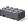 LEGO Brick Drawer, 8 Knobs, 2 Drawers, Stackable Storage Box, Bright Yellow | Oversized 19.7” x 9.8” x 7.1” stackable toy chest, BPA-free polypropylene playroom organizer for kids(Dark Grey)