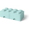 LEGO Brick Drawer, 8 Knobs, 2 Drawers, Stackable Storage Box, Bright Yellow | Oversized 19.7” x 9.8” x 7.1” stackable toy chest, BPA-free polypropylene playroom organizer for kids(Aqua)