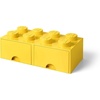 LEGO Brick Drawer, 8 Knobs, 2 Drawers, Stackable Storage Box, Bright Yellow | Oversized 19.7” x 9.8” x 7.1” stackable toy chest, BPA-free polypropylene playroom organizer for kids(Bright Yellow)