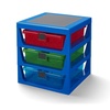 Room Copenhagen LEGO 3-Drawer Storage Rack System, 13-2/3 x 12-3/4 x 15 In, Blue | 3 Removable Drawers Building Baseplate Top Toy & Desk Storage Bedside or Desktop Use(Blue)