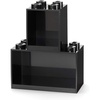Room Copenhagen LEGO Brick Set with 4-Stud and 8-Stud Box Shelves, Black | Stackable Storage Box Storage with Lid Toy Organization Home Decor Office Kids Room