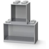 Room Copenhagen LEGO Brick Set with 4-Stud and 8-Stud Box Shelves, Gray | Stackable Storage Box Wall-Mounted Design Brick Design Open Storage Compartment Toy & Desk Storage