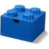Room Copenhagen LEGO Storage Brick 4 Desk Drawer, 4-Stud Stackable Tabletop Storage Box, 6.2 x 6.2 x 4.4 In, Blue | Stackable Storage Box 1 Pull-Out Drawer 4-Knob Brick Design Toy & Desk Storage