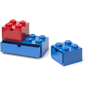 LEGO Desk Drawer Set Bright Blue & Bright Red Stackable Storage