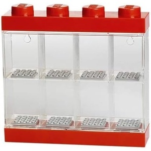 LEGO Minifigure Display Case 16 Black Space for 16 Minifigures | BPA-free large cabinet with 16 individual compartments and baseplates. Securely showcase your favorite LEGO characters(Bright Red)