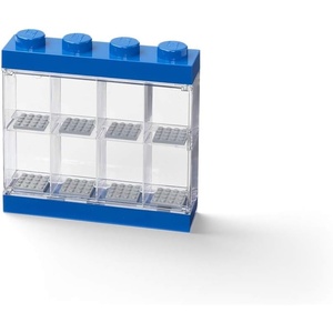 LEGO Minifigure Display Case 16 Black Space for 16 Minifigures | BPA-free large cabinet with 16 individual compartments and baseplates. Securely showcase your favorite LEGO characters(Bright Blue)