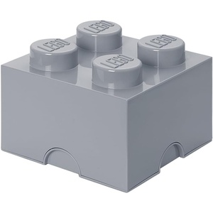 LEGO Storage Brick 4 – studs Cool Yellow – Stackable Plastic Storage Box with Lid for Kids and Adults Ideal Desk Organizer and Toy Box – 5.6L Capacity | LEGO Brick Storage Box Stackable Organizer Toy, Desk & Shelf Storage 5.6 L Capacity Brick Size 4(Stone Grey)