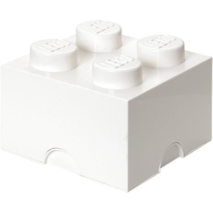 LEGO Storage Brick 4 – studs Cool Yellow – Stackable Plastic Storage Box with Lid for Kids and Adults Ideal Desk Organizer and Toy Box – 5.6L Capacity | LEGO Brick Storage Box Stackable Organizer Toy, Desk & Shelf Storage 5.6 L Capacity Brick Size 4(White)