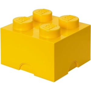 LEGO Storage Brick 4 – studs Cool Yellow – Stackable Plastic Storage Box with Lid for Kids and Adults Ideal Desk Organizer and Toy Box – 5.6L Capacity | LEGO Brick Storage Box Stackable Organizer Toy, Desk & Shelf Storage 5.6 L Capacity Brick Size 4(Bright Yellow)