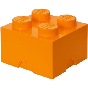 LEGO Storage Brick 4 – studs Cool Yellow – Stackable Plastic Storage Box with Lid for Kids and Adults Ideal Desk Organizer and Toy Box – 5.6L Capacity | LEGO Brick Storage Box Stackable Organizer Toy, Desk & Shelf Storage 5.6 L Capacity Brick Size 4(Bright Orange)
