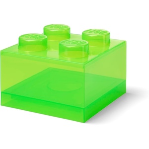 LEGO Storage Brick 4 Storage Box with Lid Translucent Blue | LEGO Brick Storage Box Stackable Organizer Toy, Desk & Shelf Storage Brick Size 4(Translucent Light Green)