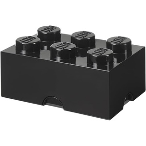LEGO Storage Brick 6 8.47 L Storage Box with Lid Red | LEGO Brick Storage Box Stackable Organizer Toy, Desk & Shelf Storage 8.47 L Capacity Brick Size 6(Black)