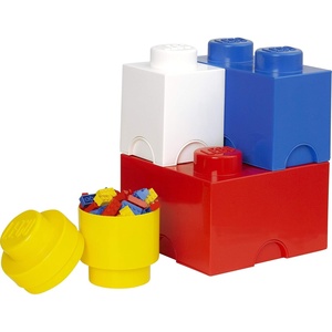 LEGO Storage Brick Multi Pack (4 Piece), Bright Red/Bright Blue/Bright Yellow/White (40150601)(Bright Red/Bright Blue/Bright Yellow/White)