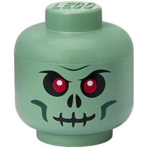 LEGO Storage Head (Mini) – Green Skeleton – 4 x 4.5 Inches (10.2 x 11.5 cm) – Stackable Plastic Storage Box with Lid for Kids’ Toy Organizer and Room Decor