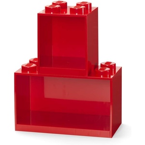 ROOM Copenhagen. LEGO Brick Set with 4-Stud and 8-Stud Box Shelves, Red | 4-Stud & 8-Stud Shelves Wall-Mounted Storage Open Storage Compartments Toy & Home Storage
