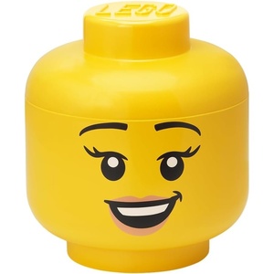 Room Copenhagen, LEGO Storage Heads Stackable Storage Container – Buildable Organizational Bins for Kid’s Toys and Accessories – 9.45 x 9.45 x 10.67in – Large, Pumpkin, Holds 500 Bricks | Holds about 500 bricks(Happy Girl)