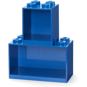Room Copenhagen Lego Brick Set with 4-Stud and 8-Stud Box Shelves, Blue | Stackable Storage Box Storage with Lid Toy Organization Home Decor Office Kids Room