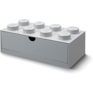 Room Copenhagen Lego Storage Brick 8 Desk Drawer, 8-Stud Stackable Tabletop Storage Box, 12.4 x 6.2 x 4.4 in, Stone Grey | Desk Drawers Office Supplies and Stackable Storage Home Decoration Home Decor Kids Room