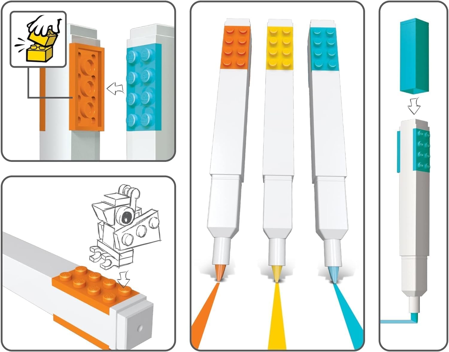 image:imageIQ LEGO Stationery Highlighter 3 Pack 51685 1 each Yellow Orange Blue