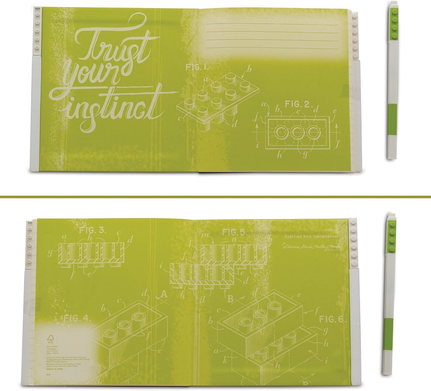 image:imageIQ LEGO Stationery Locking Notebook with Gel Pen Lime 52442