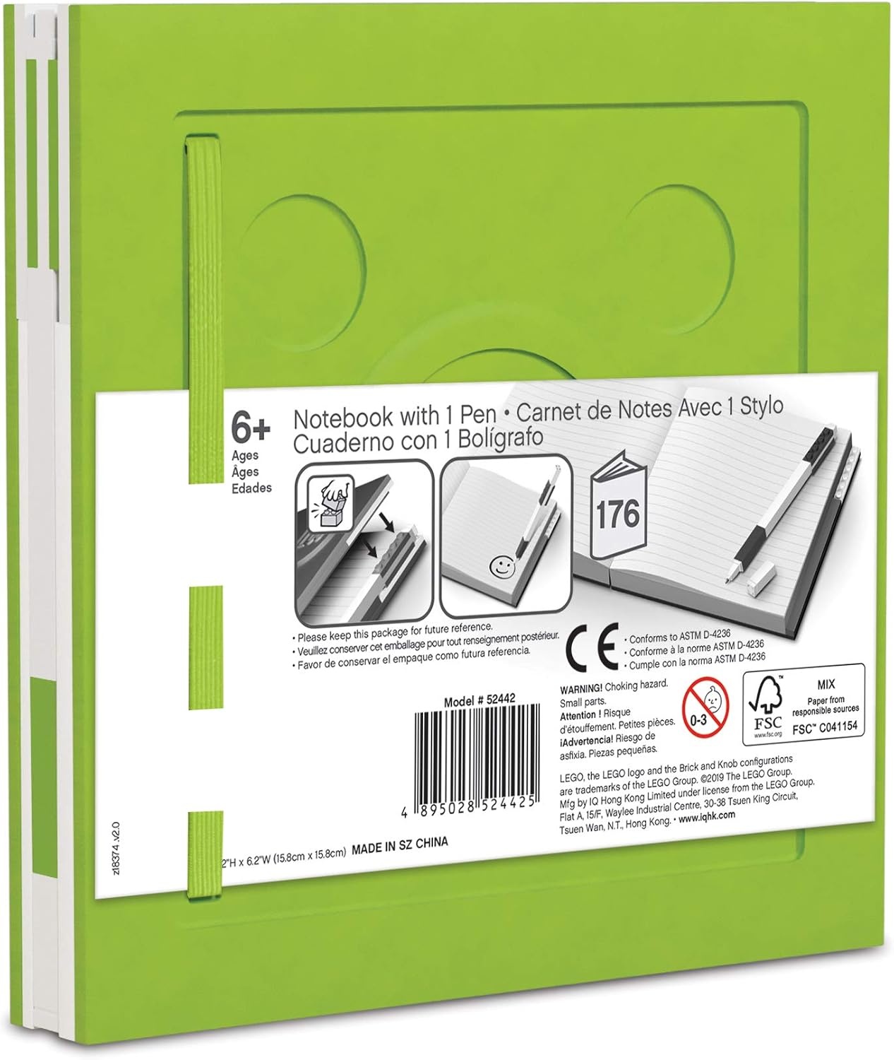 image:imageIQ LEGO Stationery Locking Notebook with Gel Pen Lime 52442
