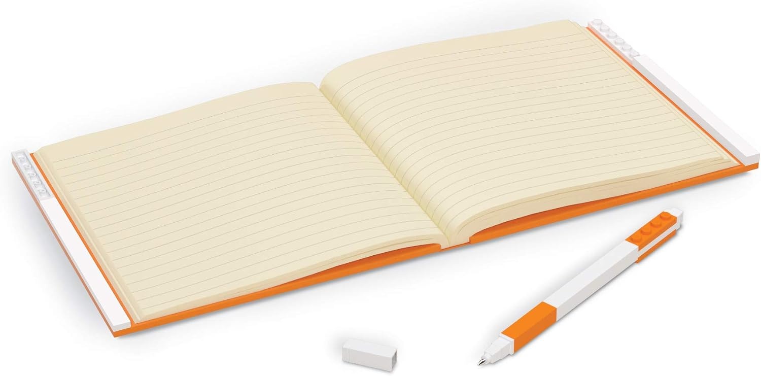 image:imageIQ LEGO Stationery Locking Notebook with Gel Pen Orange 52440 Hardcover School College Office