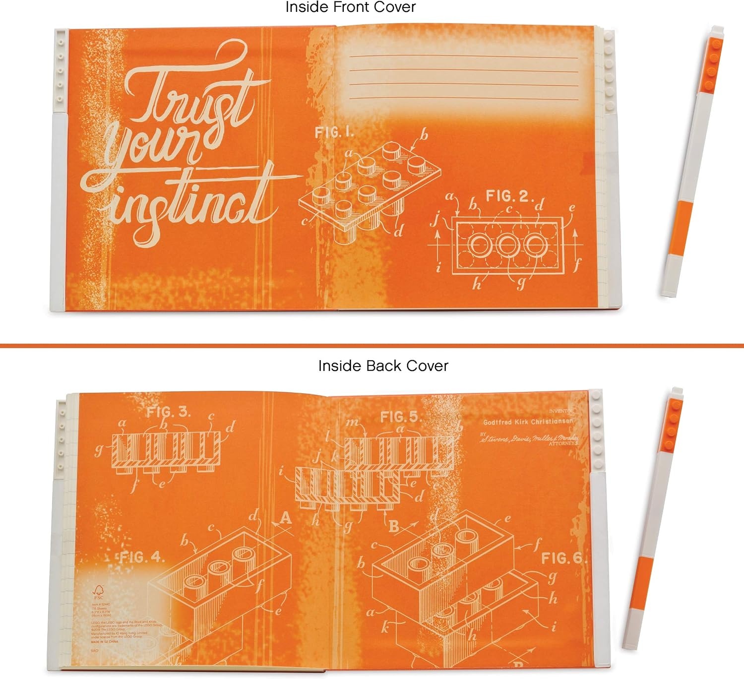 image:imageIQ LEGO Stationery Locking Notebook with Gel Pen Orange 52440 Hardcover School College Office