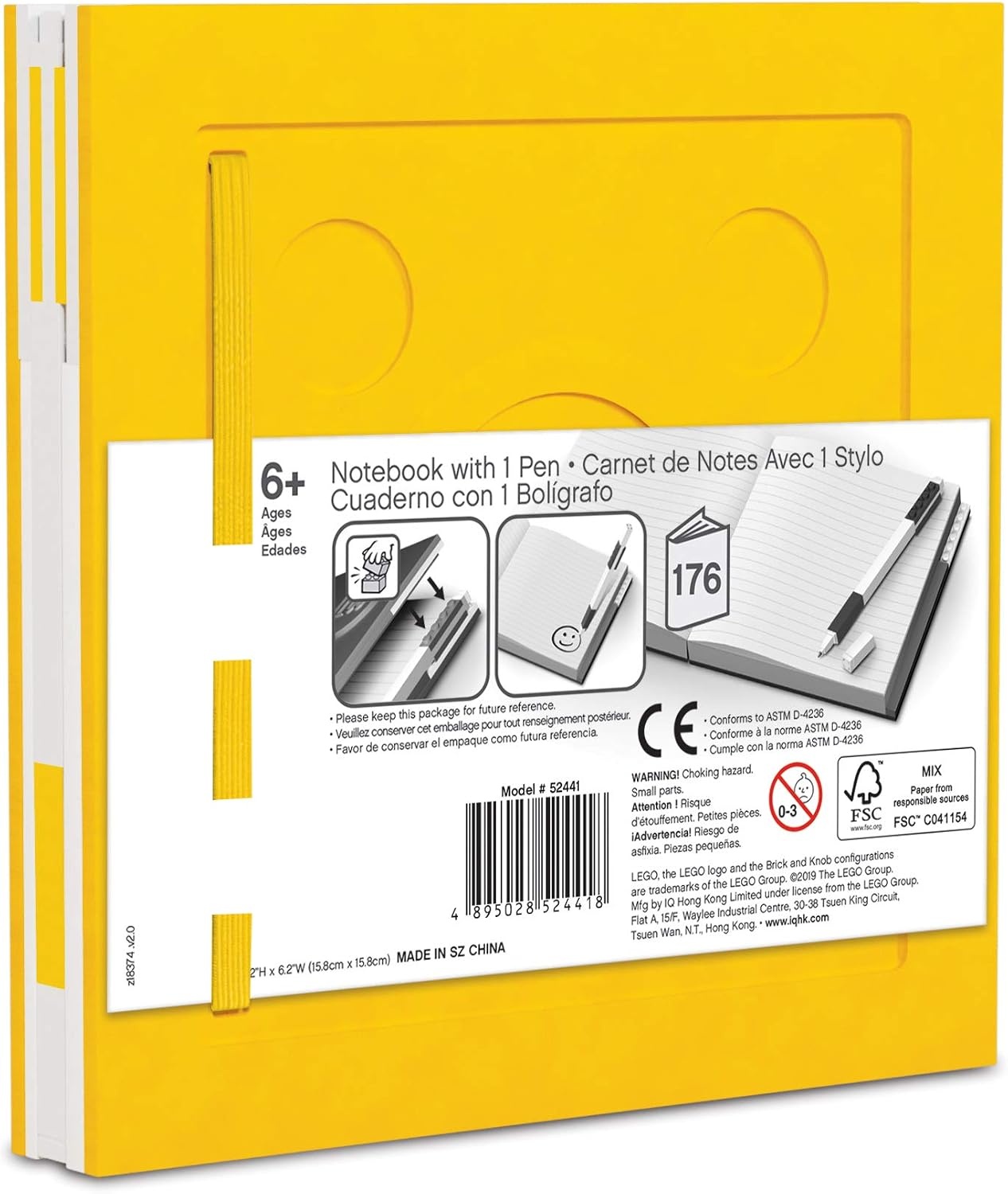 image:imageIQ LEGO Stationery Locking Notebook with Gel Pen Yellow 52441 Hardcover School College Office
