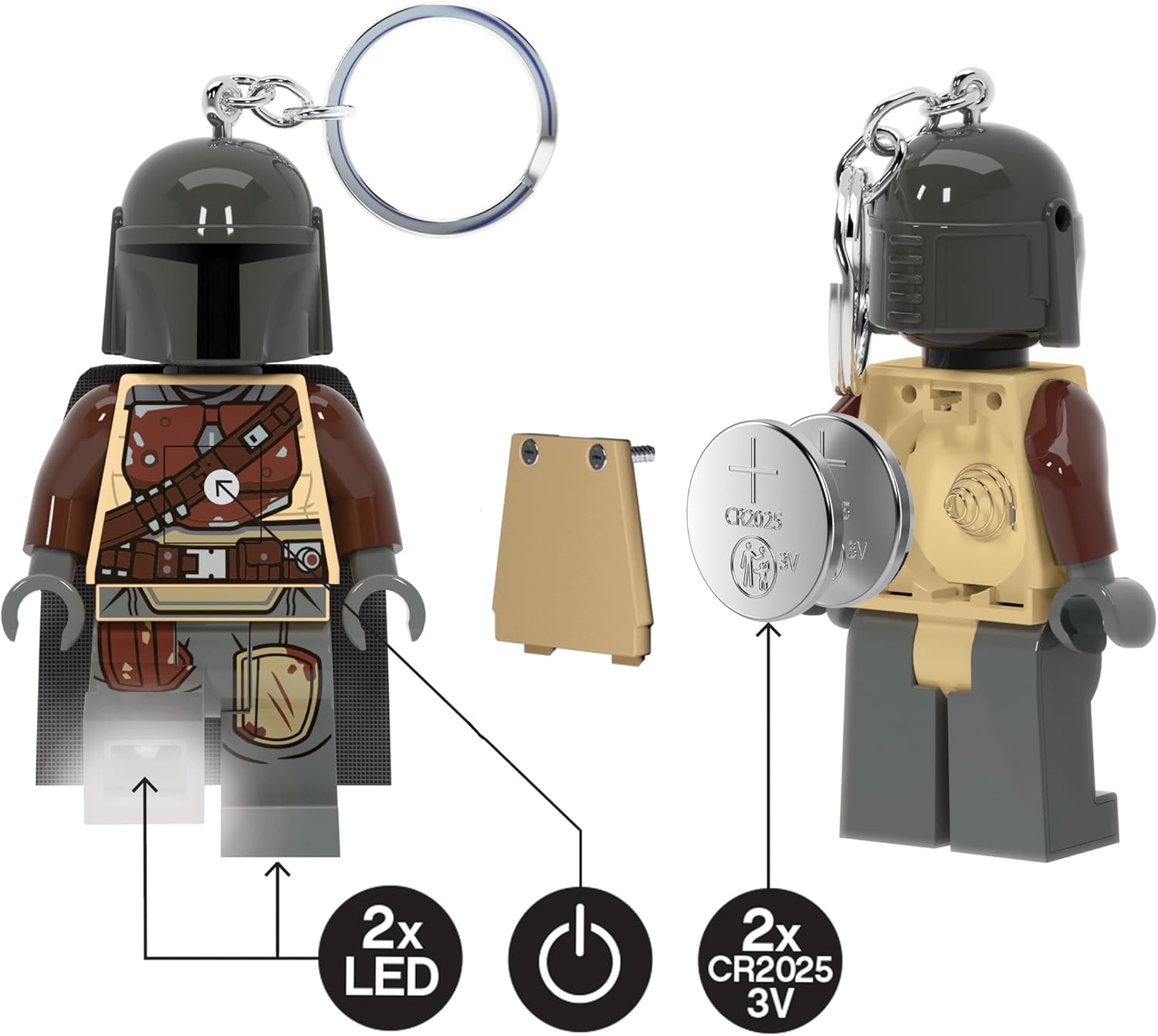 image:imageIQ Lego Star Wars Keyring with LED Torch Toy Gifts for Children 76mm Large Figure 2 CR2025 Batteries Included