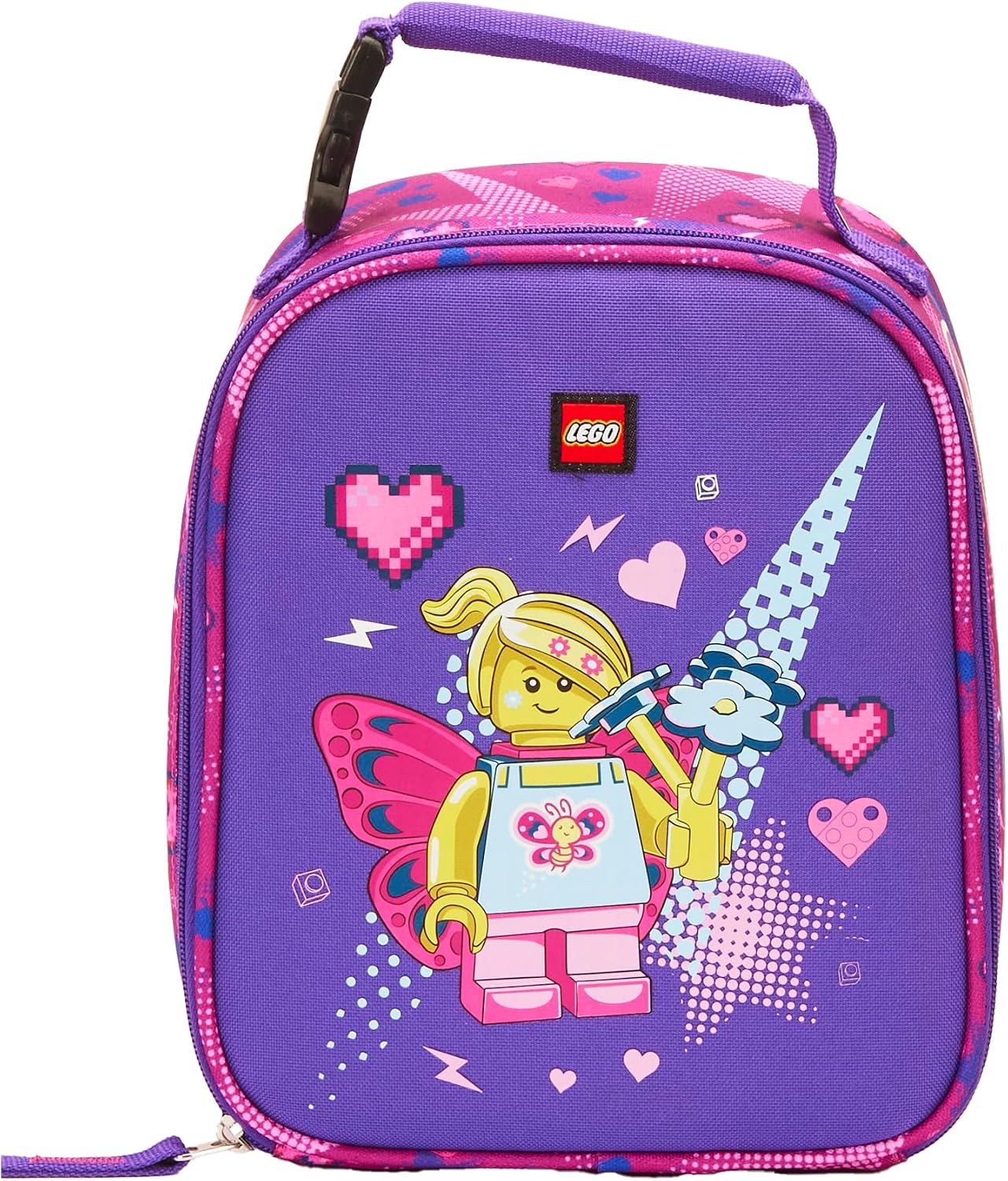 image:imageLEGO CHARACTER Lunch Box Insulated Soft Reusable Lunch Bag Meal Container for Boys and Girls Perfect for School or Travel Meal Tote BUTTERFLY GIRLPurple