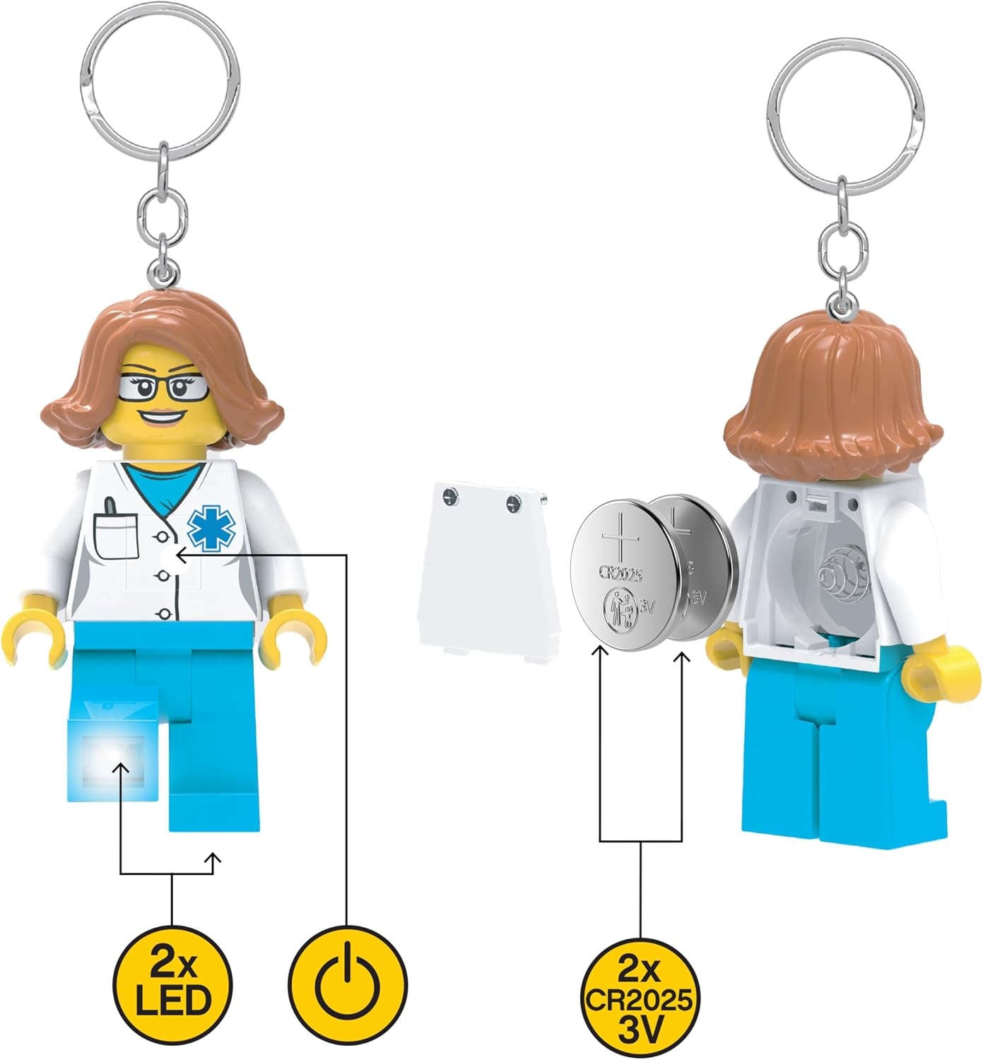 image:imageLEGO City Keychain Light Doctor KE185H Large 3 Inch Tall Figure Bag Charm Flashlight