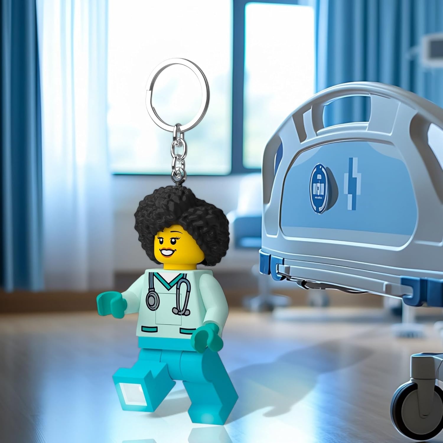 image:imageLEGO City Keychain Light Dr Flieber KE192H Large 3 Inch Tall Bag charm with LED light