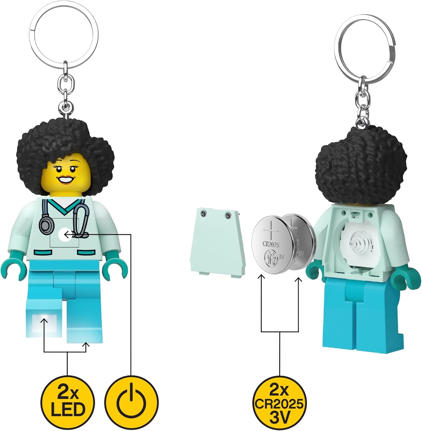 image:imageLEGO City Keychain Light Dr Flieber KE192H Large 3 Inch Tall Bag charm with LED light