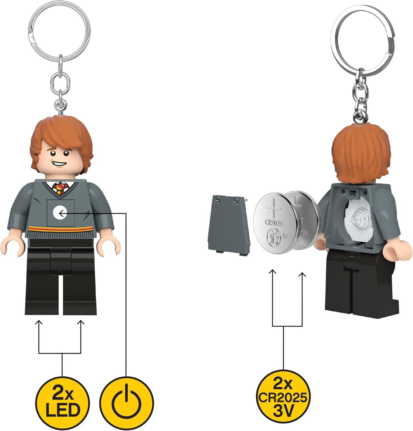 image:imageLEGO Harry Potter Keychain Light Ron Weasley KE200 Large 3 Inch Tall Bag Charm with LED Lights
