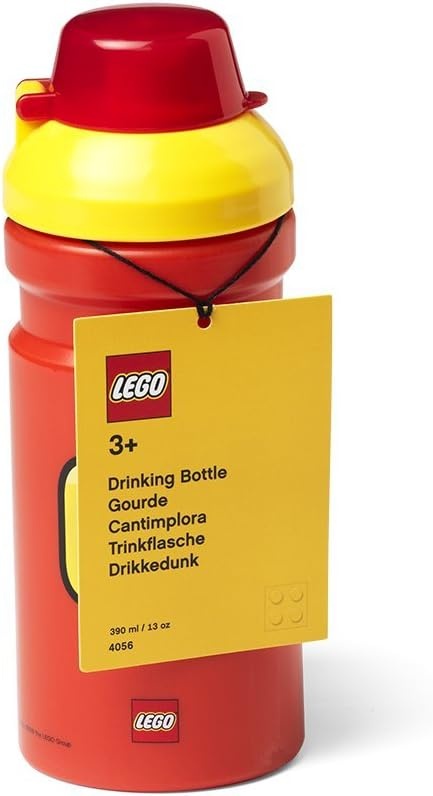 image:imageLEGO Iconic Drinking Bottle 13 oz with Covered Spout Red and Yellow Water Bottle 13 oz Capacity Covered Drinking Spout LeakResistant Lid Everyday HydrationRed and Yellow
