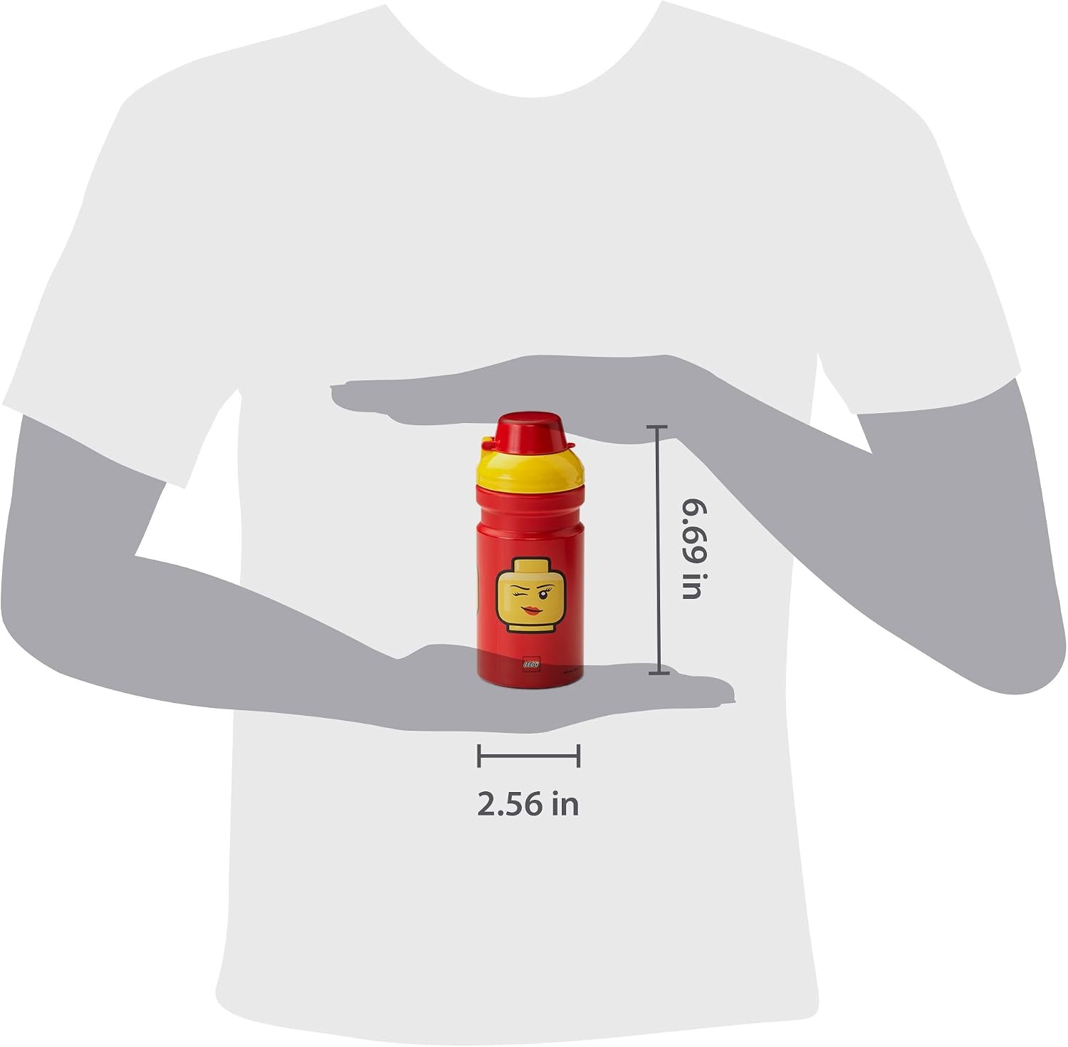 image:imageLEGO Iconic Drinking Bottle 13 oz with Covered Spout Red and Yellow Water Bottle 13 oz Capacity Covered Drinking Spout LeakResistant Lid Everyday HydrationRed and Yellow