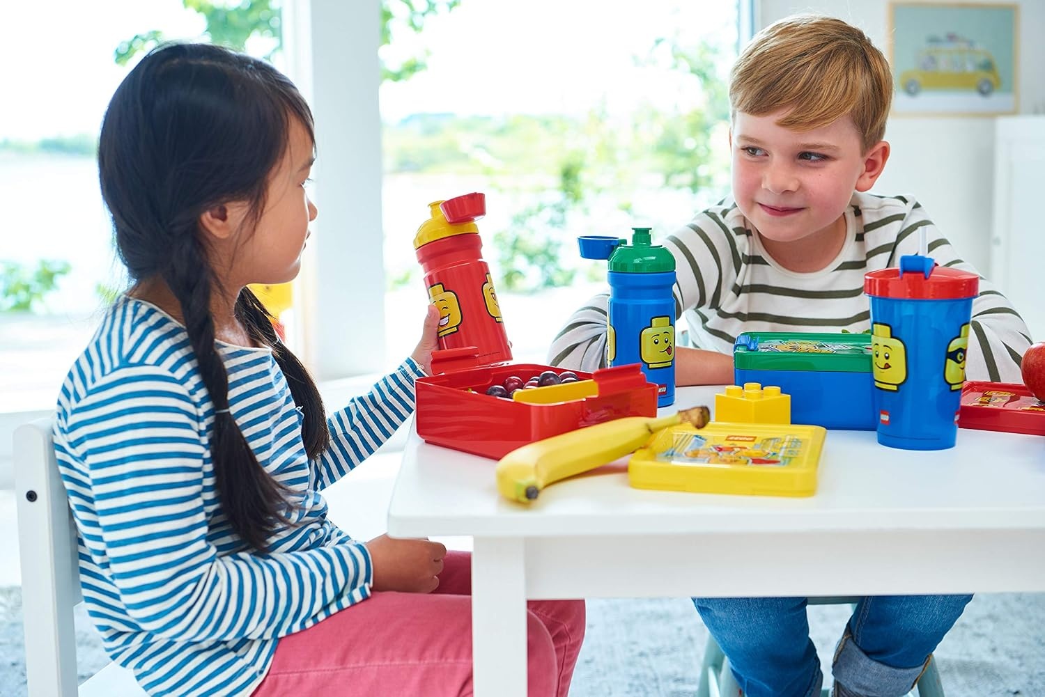 image:imageLEGO Iconic Drinking Bottle 13 oz with Covered Spout Red and Yellow Water Bottle 13 oz Capacity Covered Drinking Spout LeakResistant Lid Everyday HydrationRed and Yellow
