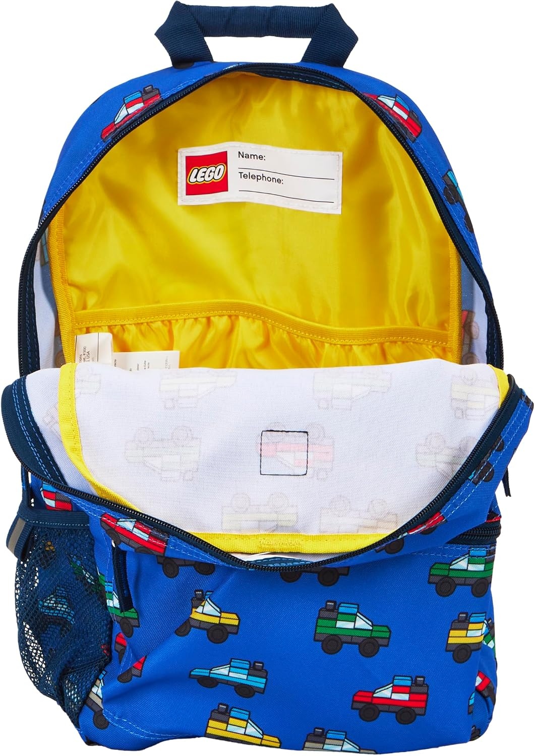 image:imageLEGO Iconic Prints Kids School Backpack Bookbag for Travel OntheGo Back to School Boys and Girls with Adjustable Padded Straps and Fun patterns Rainbow HeartsCars in Blue