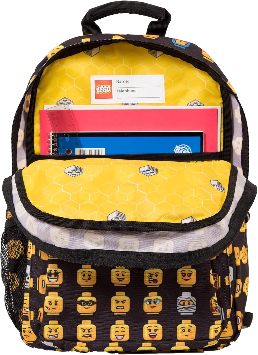 image:imageLEGO Iconic Prints Kids School Backpack Bookbag for Travel OntheGo Back to School Boys and Girls with Adjustable Padded Straps and Fun patterns Rainbow HeartsMinifigure