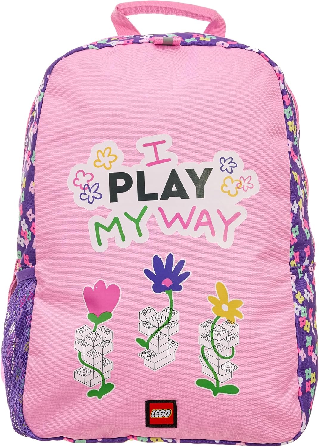 image:imageLEGO Iconic Prints Kids School Backpack Bookbag for Travel OntheGo Back to School Boys and Girls with Adjustable Padded Straps and Fun patterns Rainbow HeartsI Play My Way