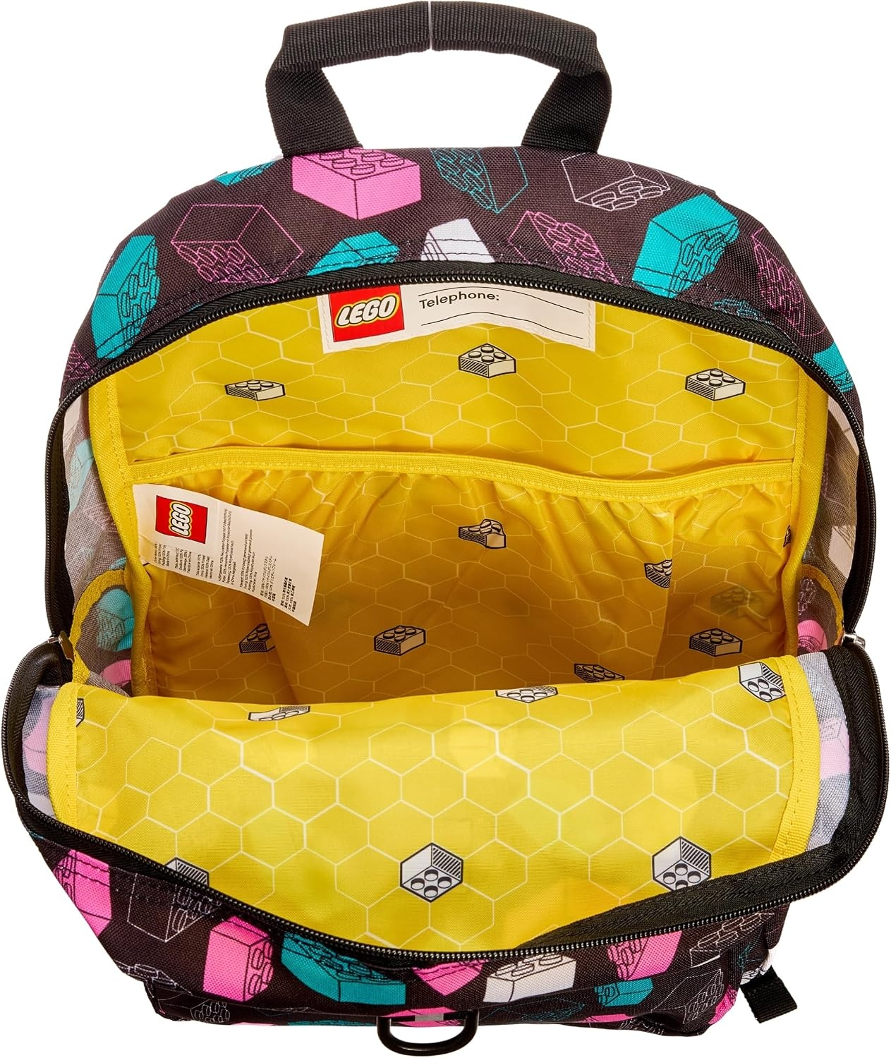 image:imageLEGO Iconic Prints Kids School Backpack Bookbag for Travel OntheGo Back to School Boys and Girls with Adjustable Padded Straps and Fun patterns Rainbow HeartsMulticolor Brick