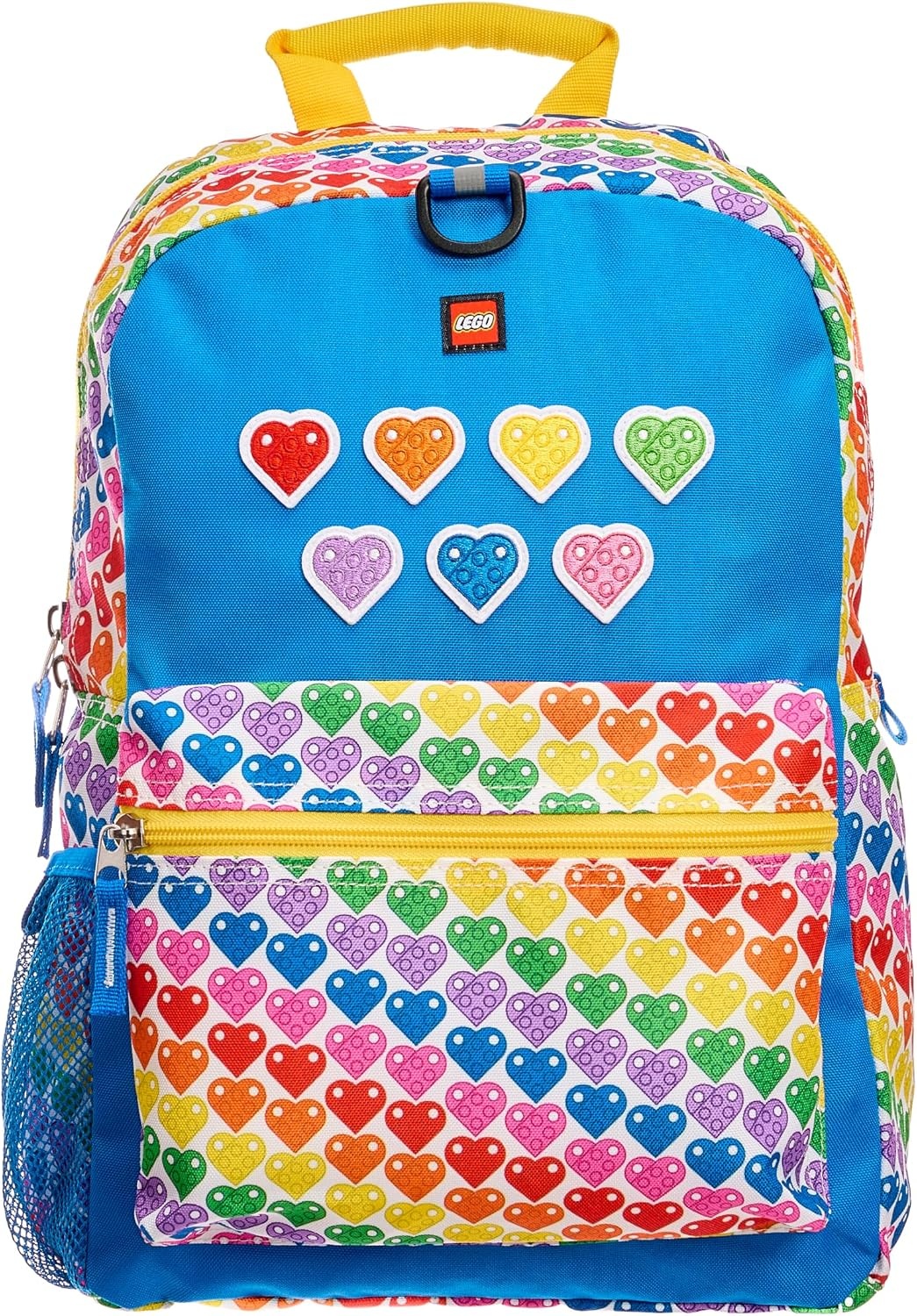 image:imageLEGO Iconic Prints Kids School Backpack Bookbag for Travel OntheGo Back to School Boys and Girls with Adjustable Padded Straps and Fun patterns Rainbow HeartsRainbow Hearts